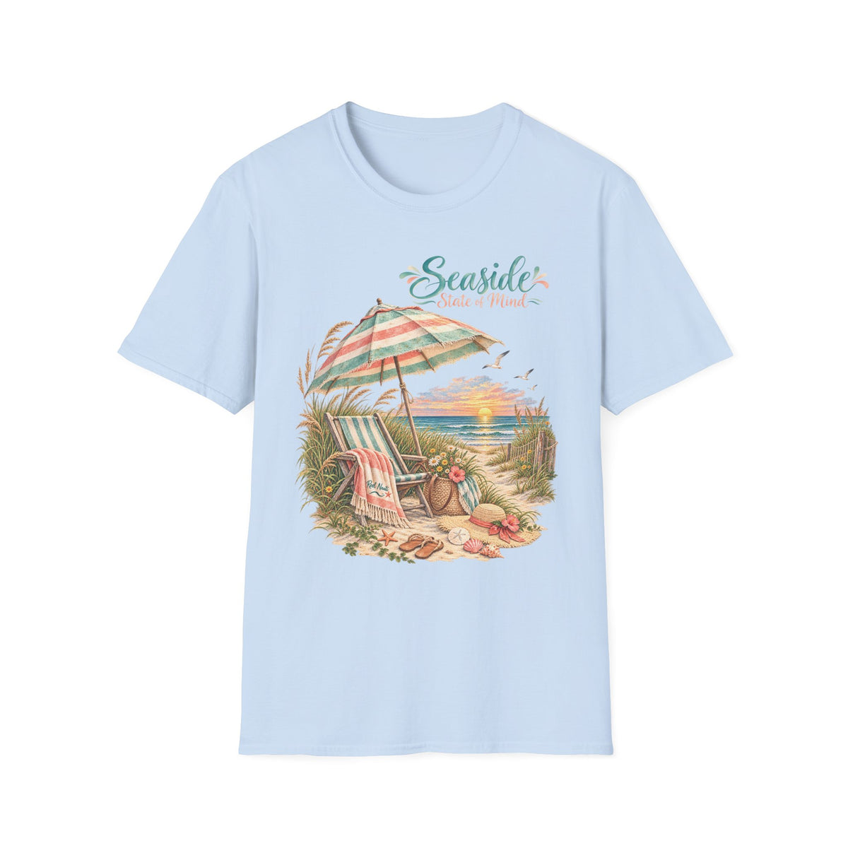 Seaside State of Mind T-Shirt — Coastal Beach Umbrella Sunset Tee