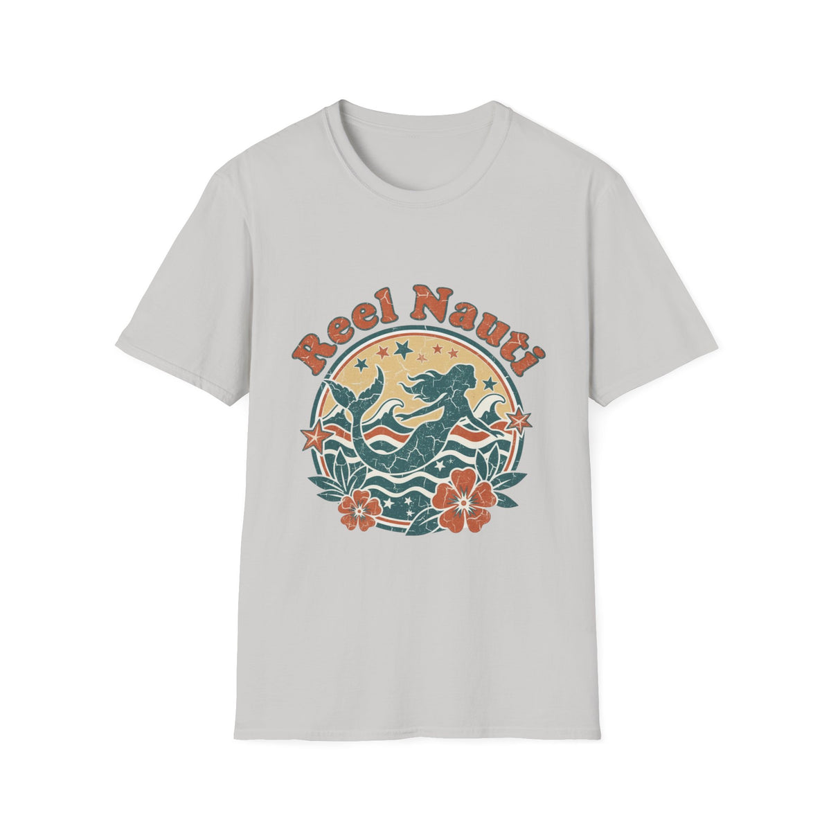 Reel Nauti Mermaid Retro Coastal Beach T-Shirt