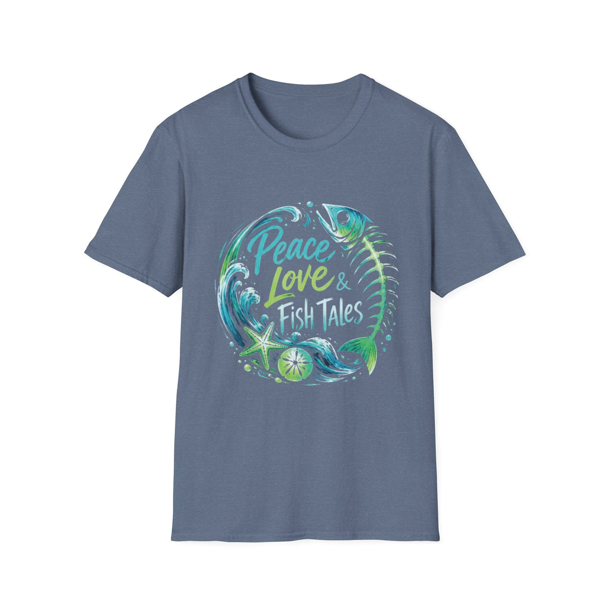 Reel Nauti Peace Love & Fish Tales Retro Coastal Beach T-Shirt