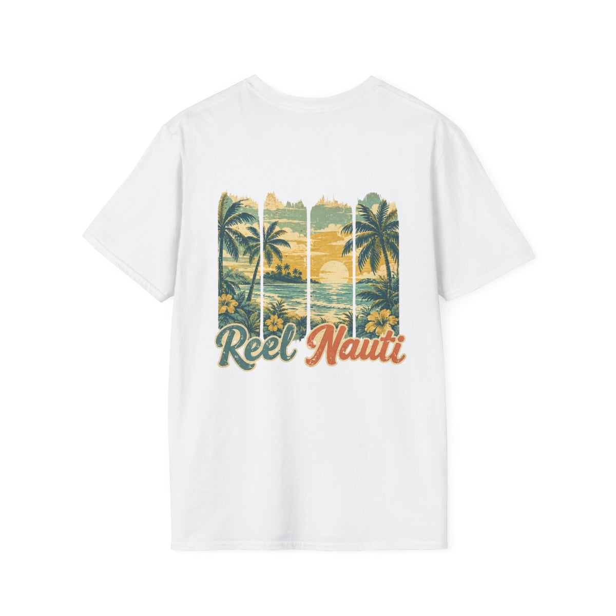 Reel Nauti Old Coastal Beach Postcard Tee