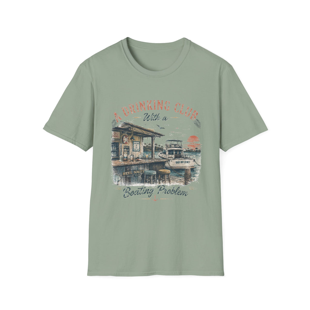 Reel Nauti A Drinking Club With a Boating Problem Vintage Coastal Tee
