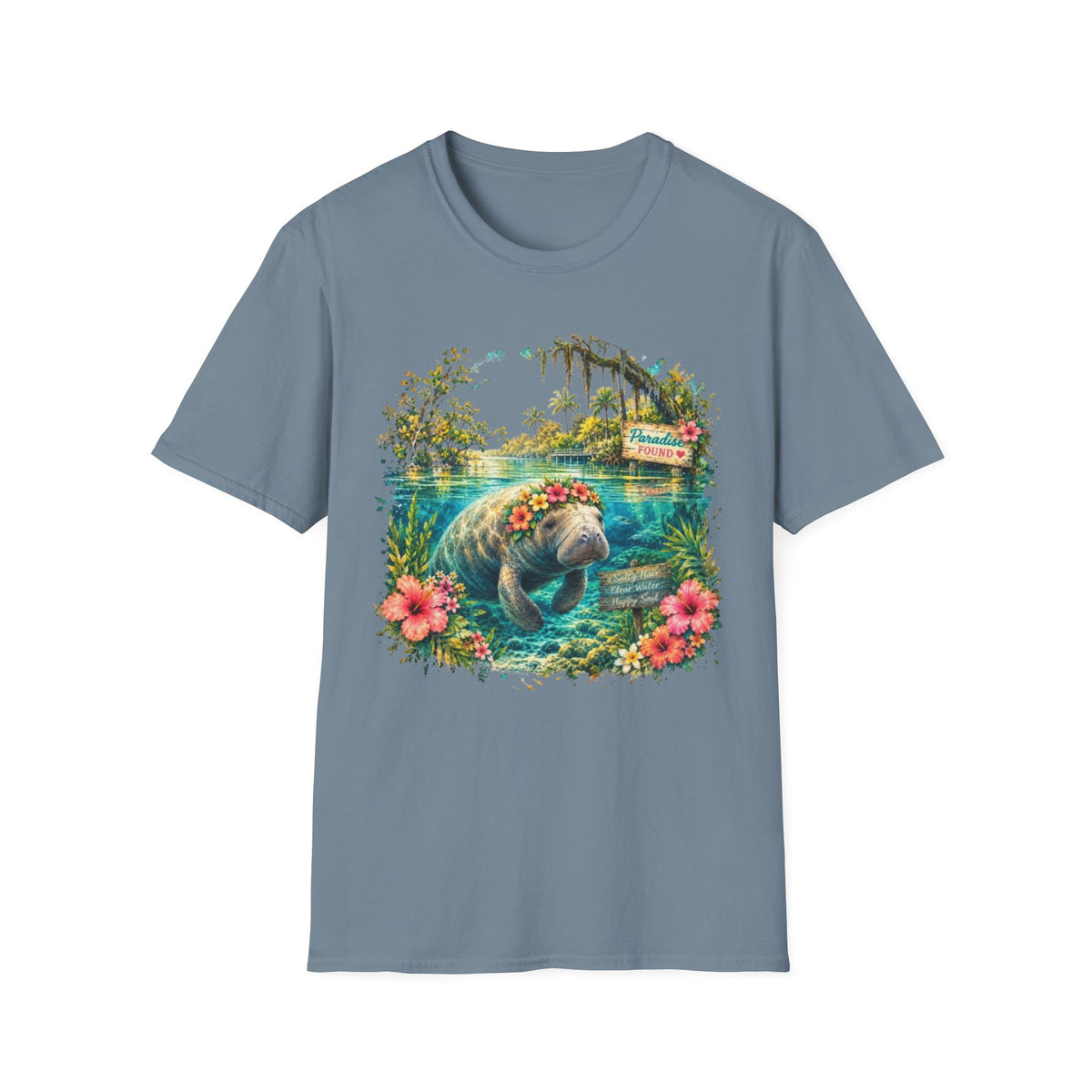 Paradise Found Manatee Unisex Softstyle T-Shirt