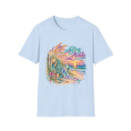 Stay Awhile Beach T-Shirt — Relaxed Tropical Sunset Graphic Tee