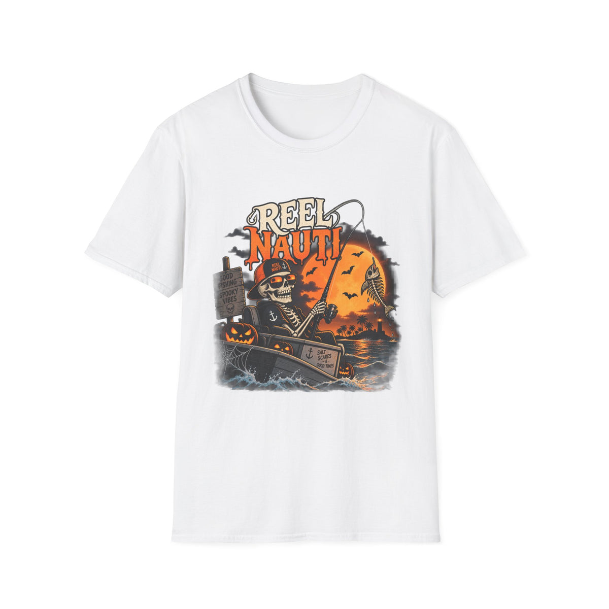 Skeleton Fishing Halloween Tee
