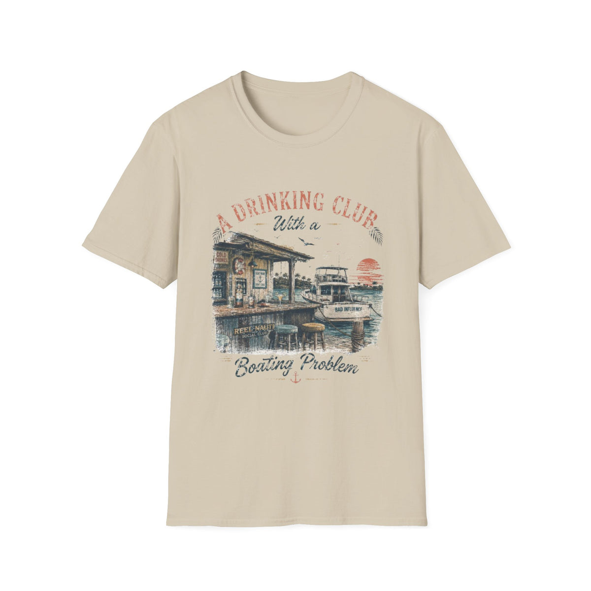 Reel Nauti A Drinking Club With a Boating Problem Vintage Coastal Tee