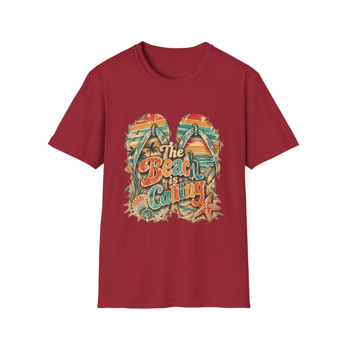 The Beach is Calling Retro Coastal T-Shirt