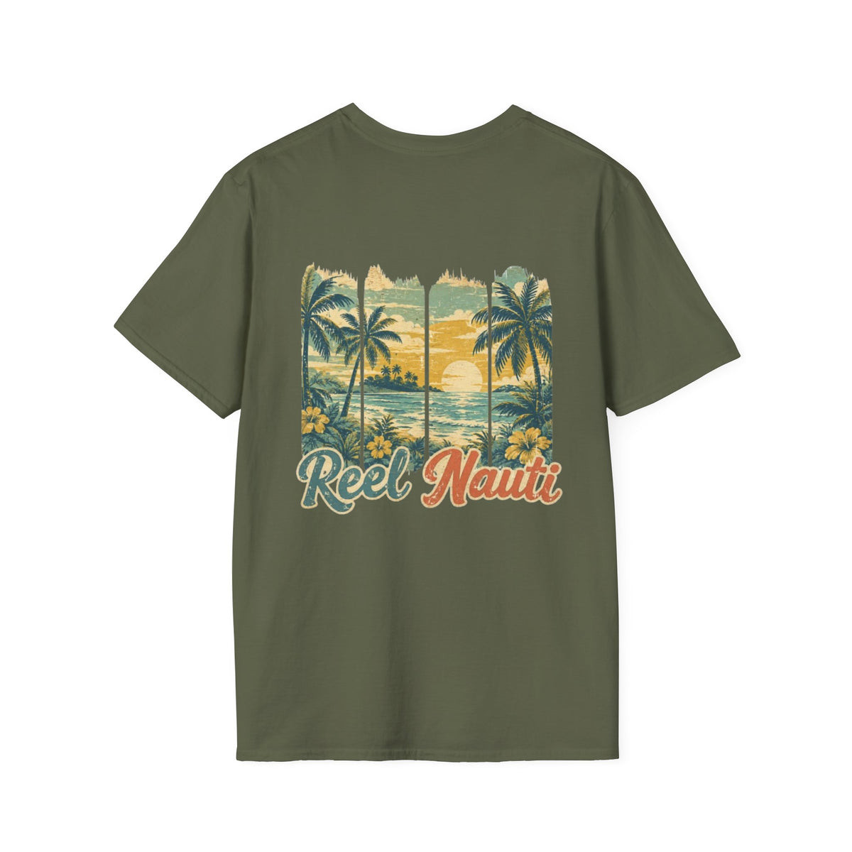 Reel Nauti Old Coastal Beach Postcard Tee