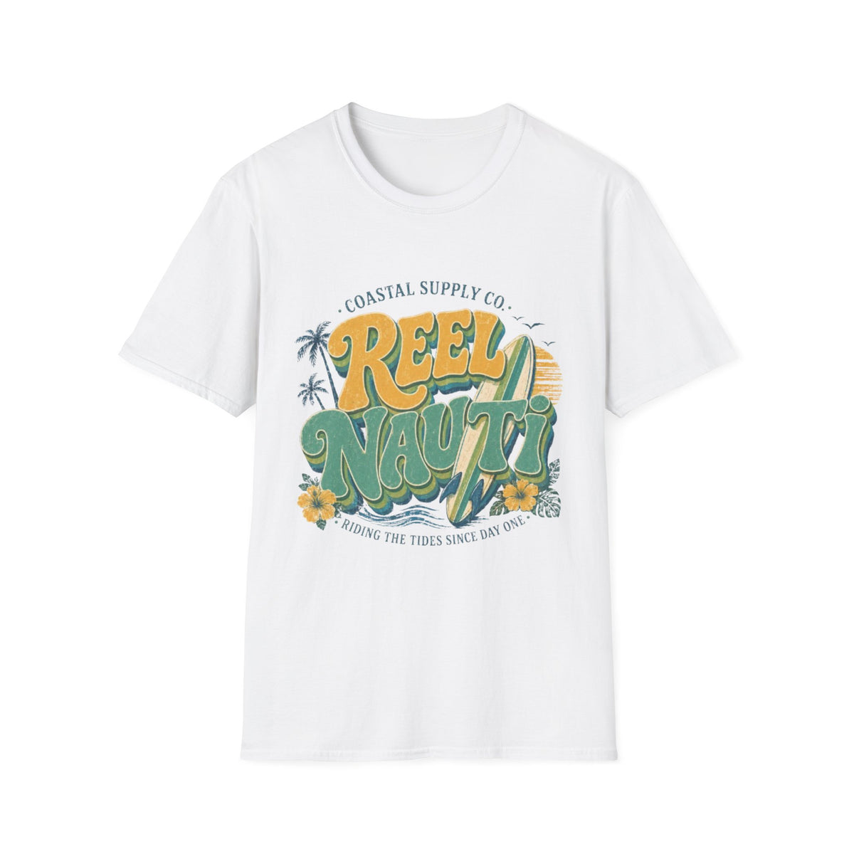 Reel Nauti Coastal T-Shirt — Vintage Surf & Fishing Graphic Tee