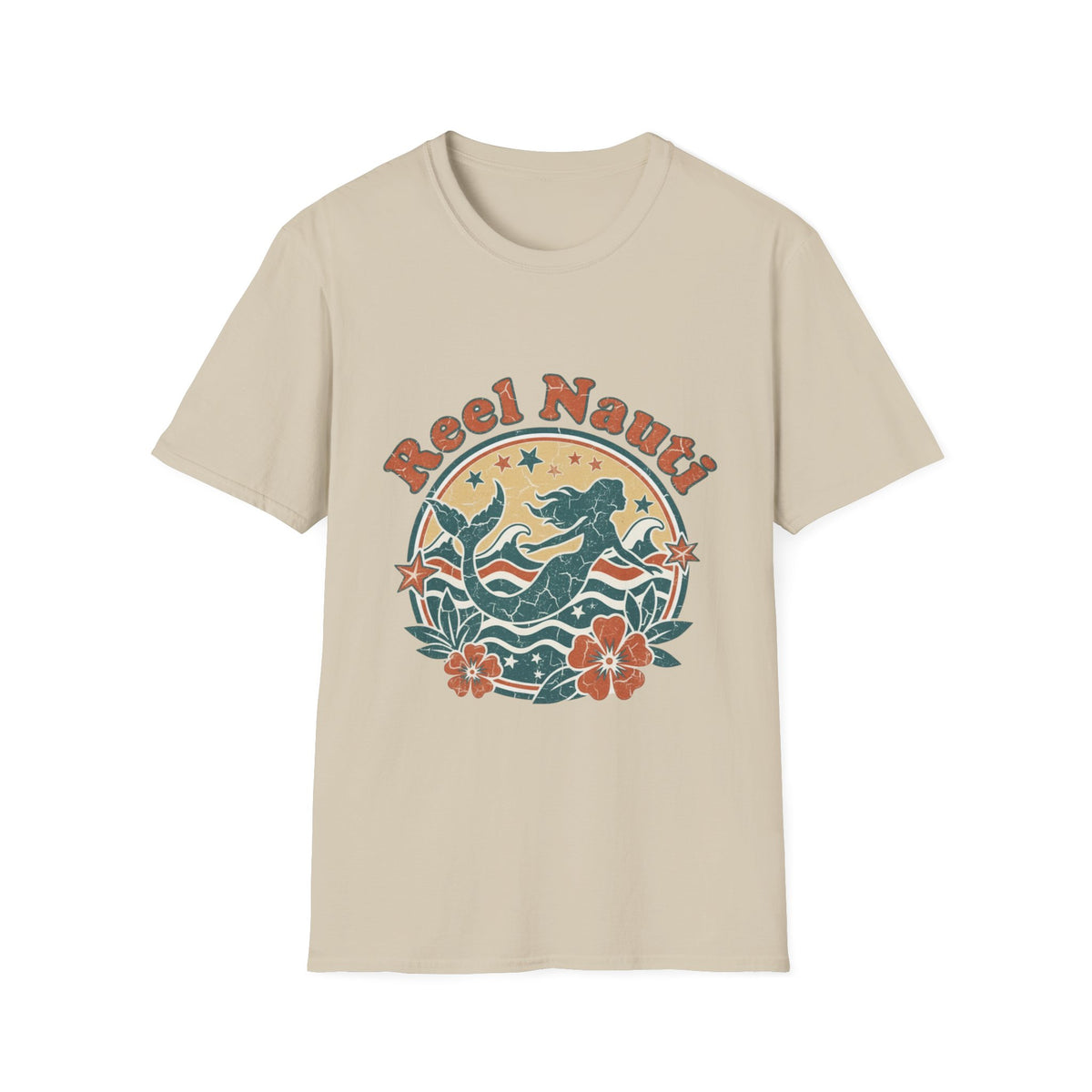 Reel Nauti Mermaid Retro Coastal Beach T-Shirt