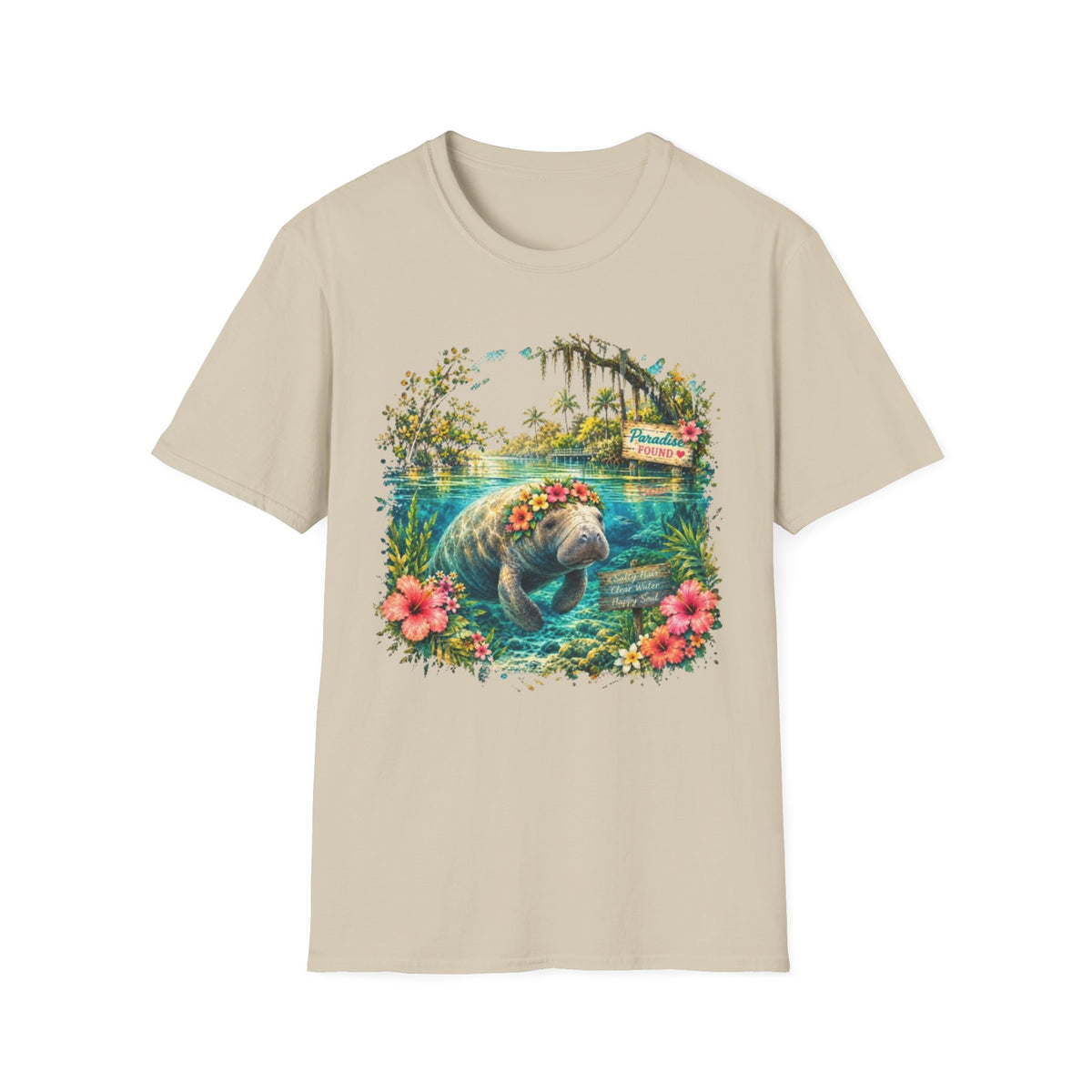 Paradise Found Manatee Unisex Softstyle T-Shirt