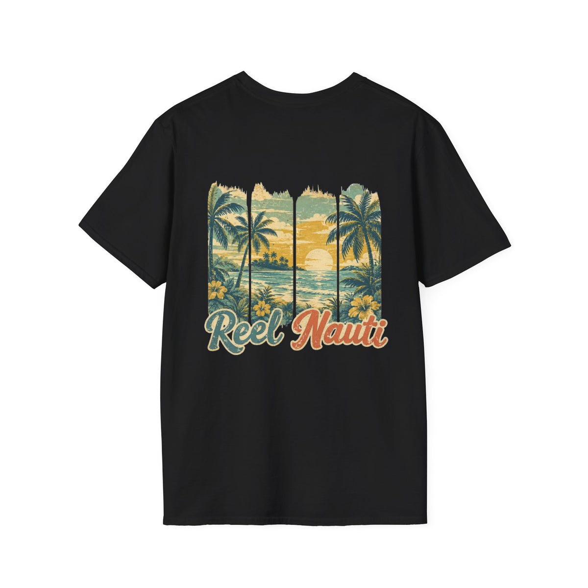Reel Nauti Old Coastal Beach Postcard Tee