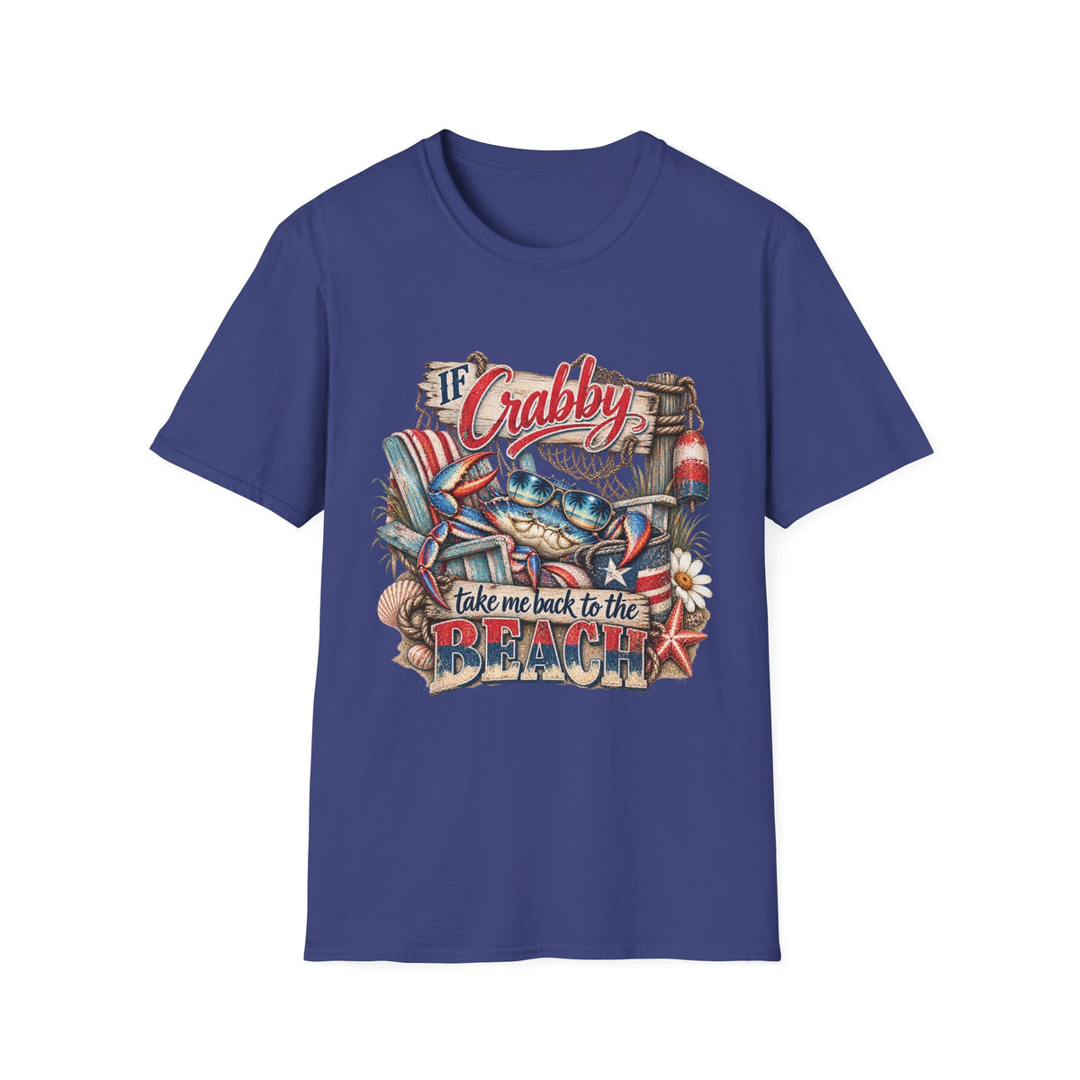 If Crabby Return to Beach Reel Nauti Coastal Beach 
T-Shirt