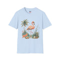 Flamingo Palm Tree Reel Nauti Coastal Unisex Softstyle T-Shirt