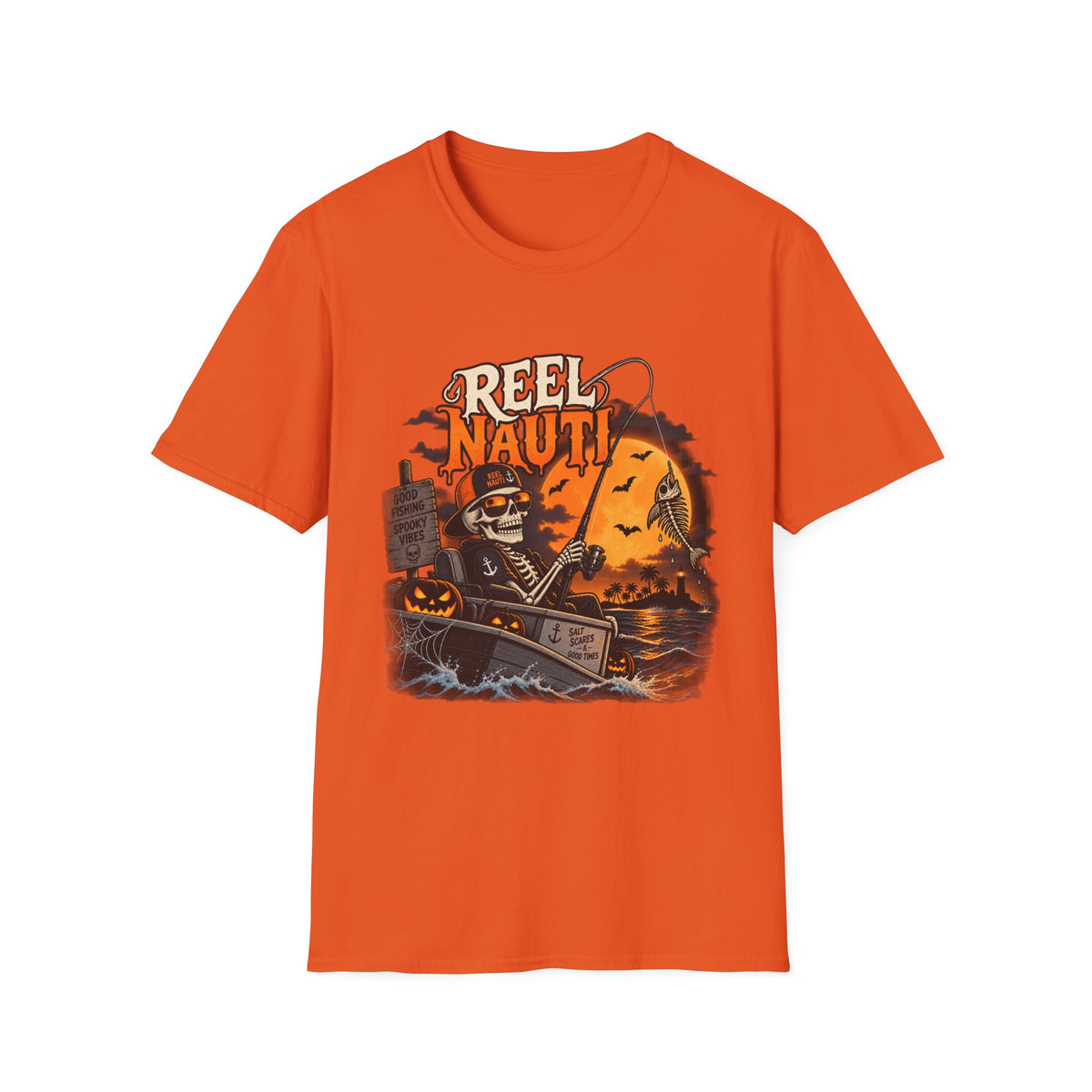 Skeleton Fishing Halloween Tee
