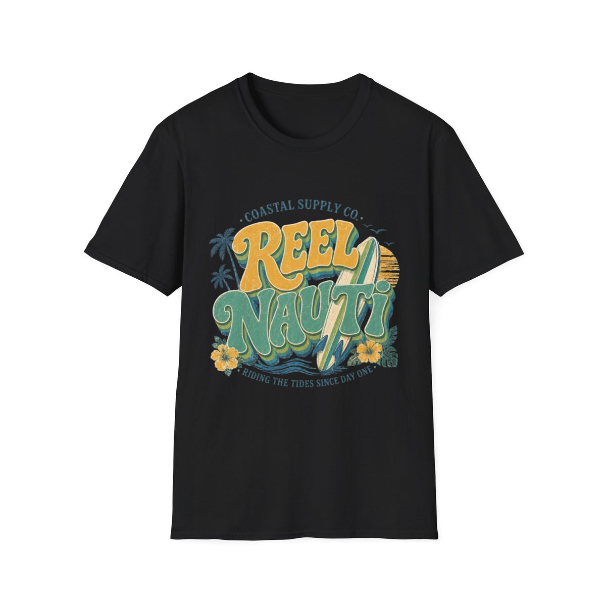 Reel Nauti Coastal T-Shirt — Vintage Surf & Fishing Graphic Tee