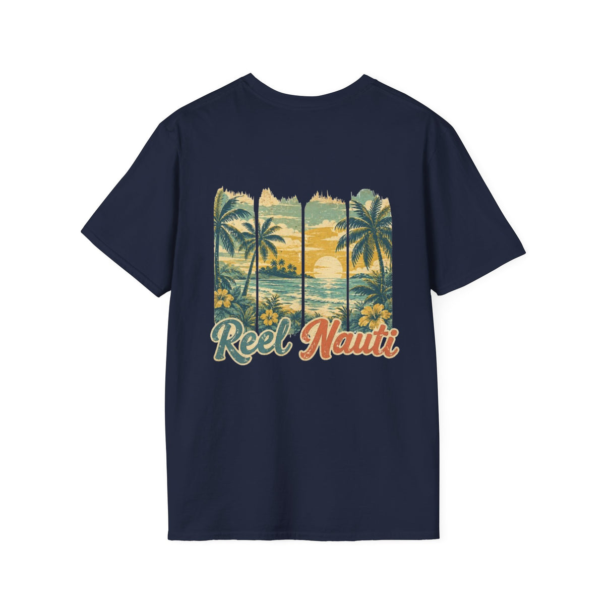 Reel Nauti Old Coastal Beach Postcard Tee