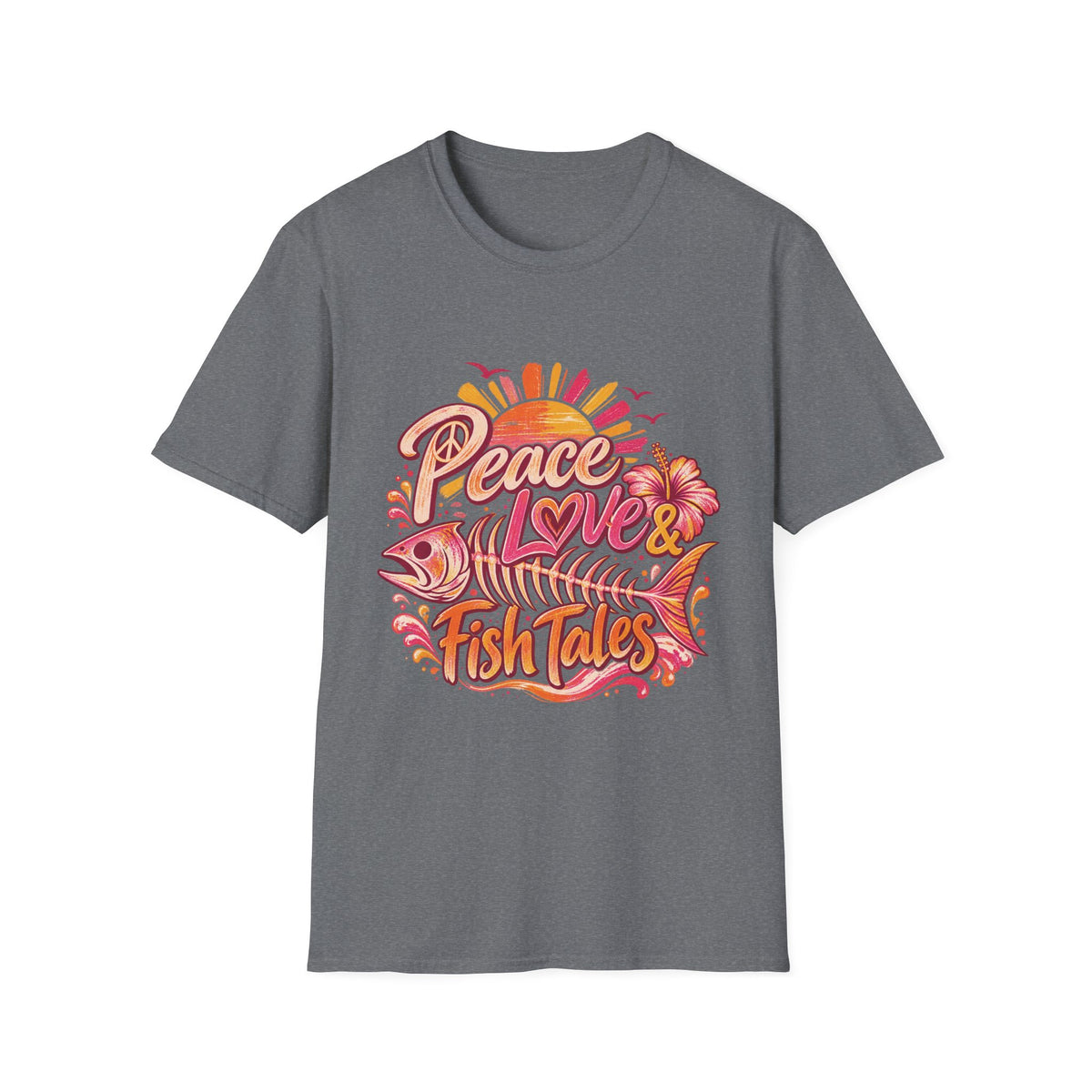 Peace Love and Fish Tales Retro Coastal Beach T-Shirt