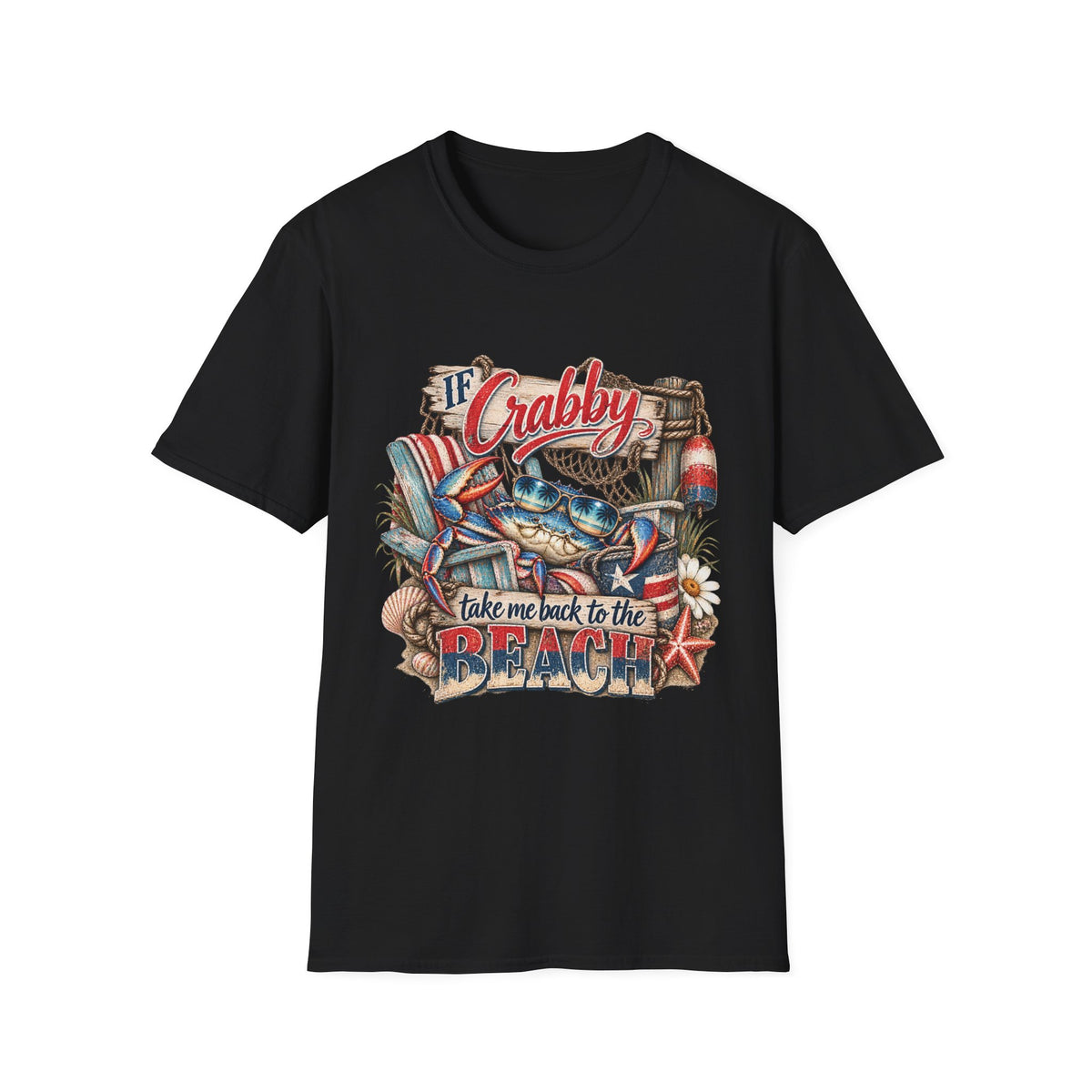 If Crabby Return to Beach Reel Nauti Coastal Beach 
T-Shirt