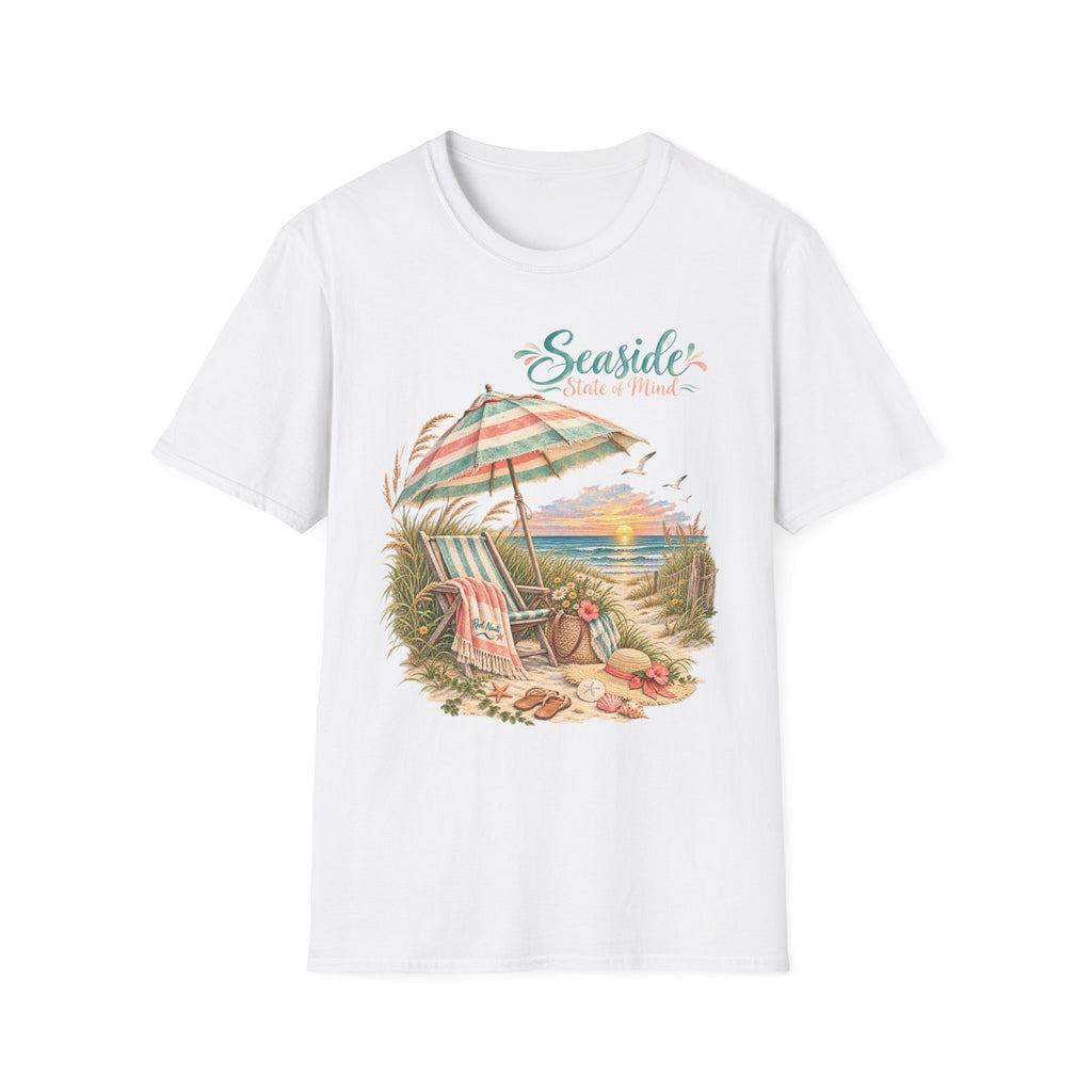 Seaside State of Mind T-Shirt — Coastal Beach Umbrella Sunset Tee