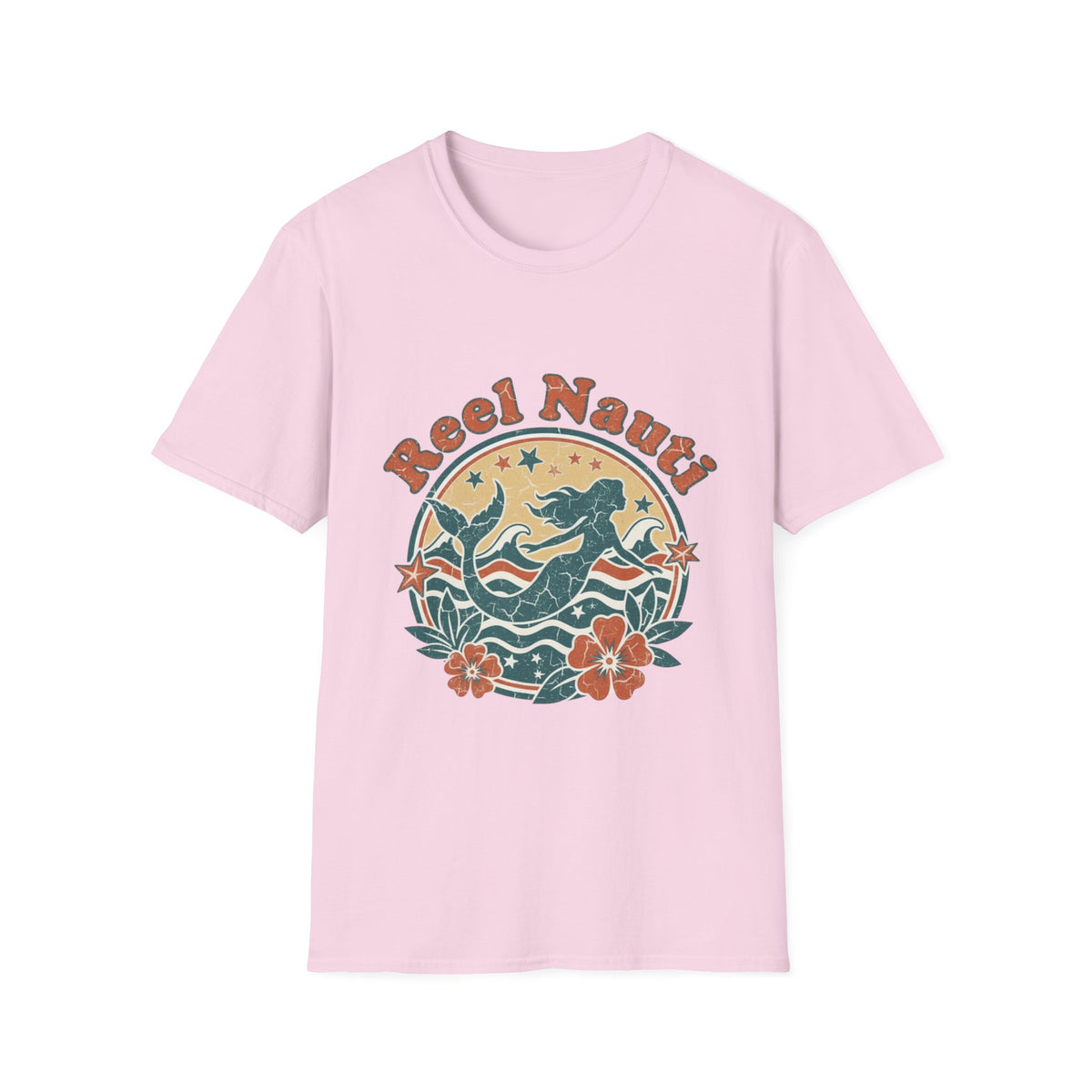 Reel Nauti Mermaid Retro Coastal Beach T-Shirt