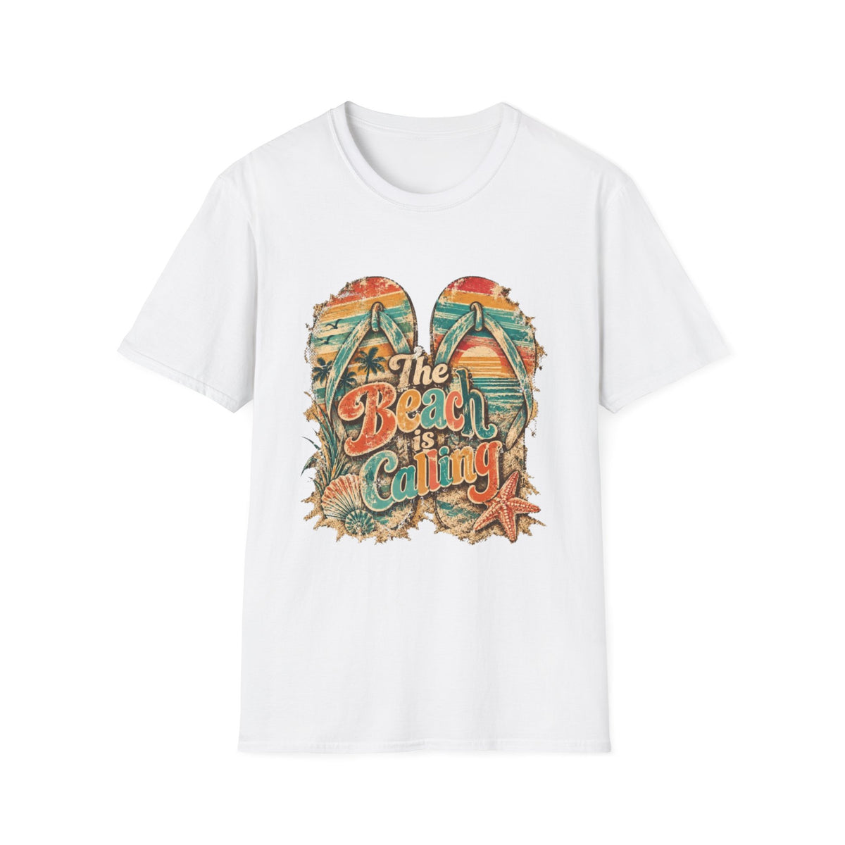 The Beach is Calling Retro Coastal T-Shirt
