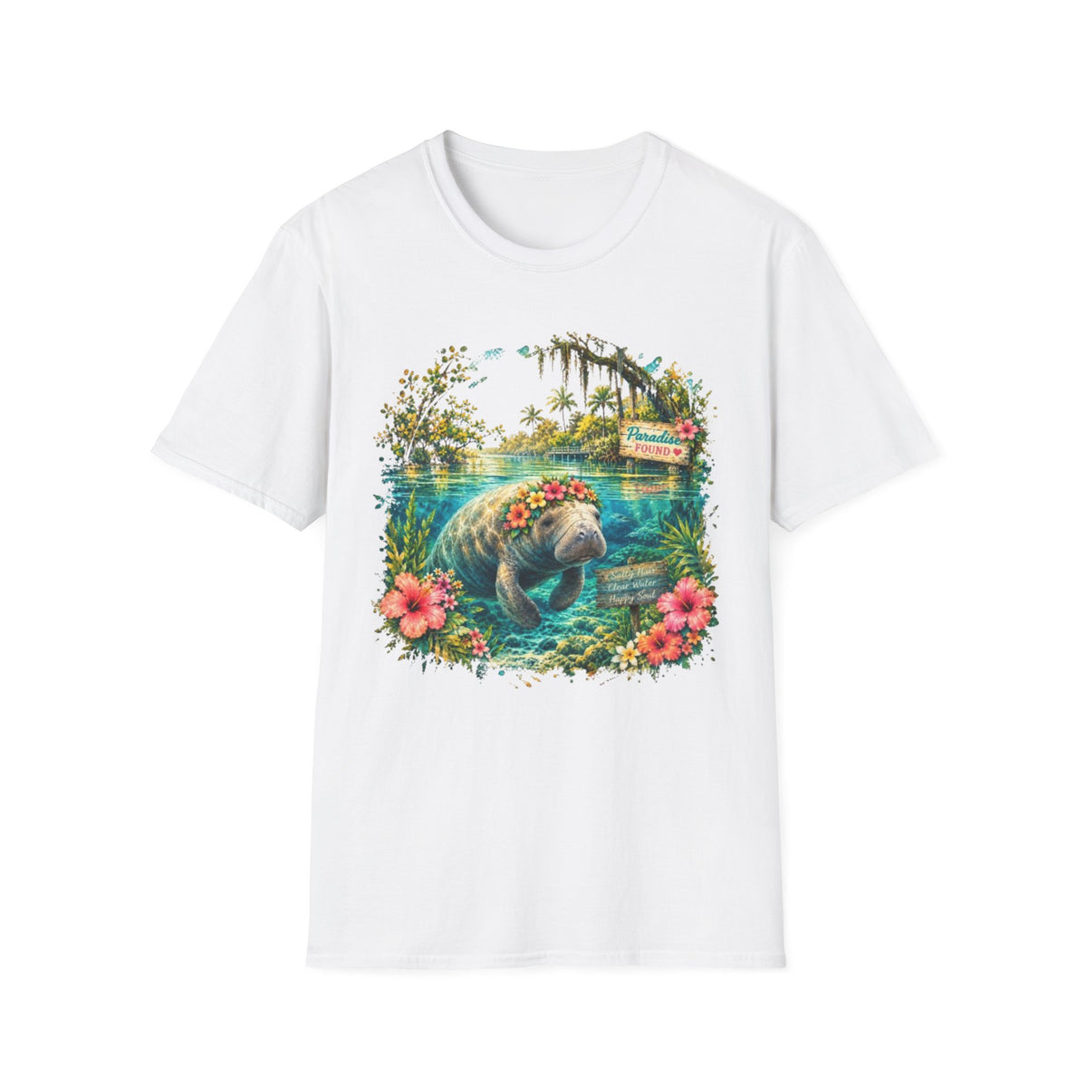 Paradise Found Manatee Unisex Softstyle T-Shirt