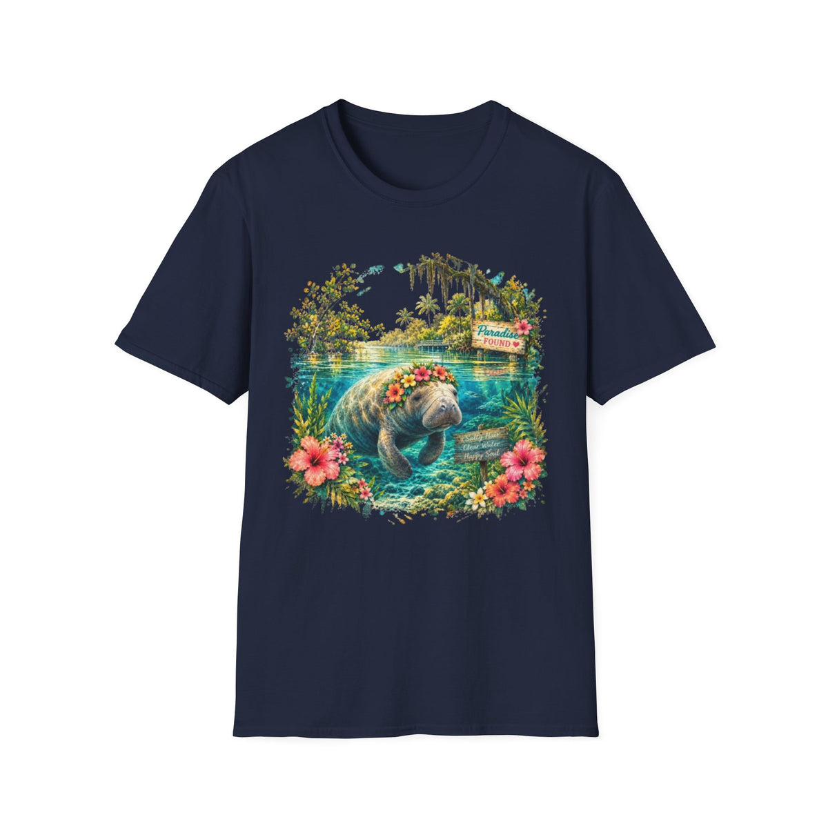 Paradise Found Manatee Unisex Softstyle T-Shirt
