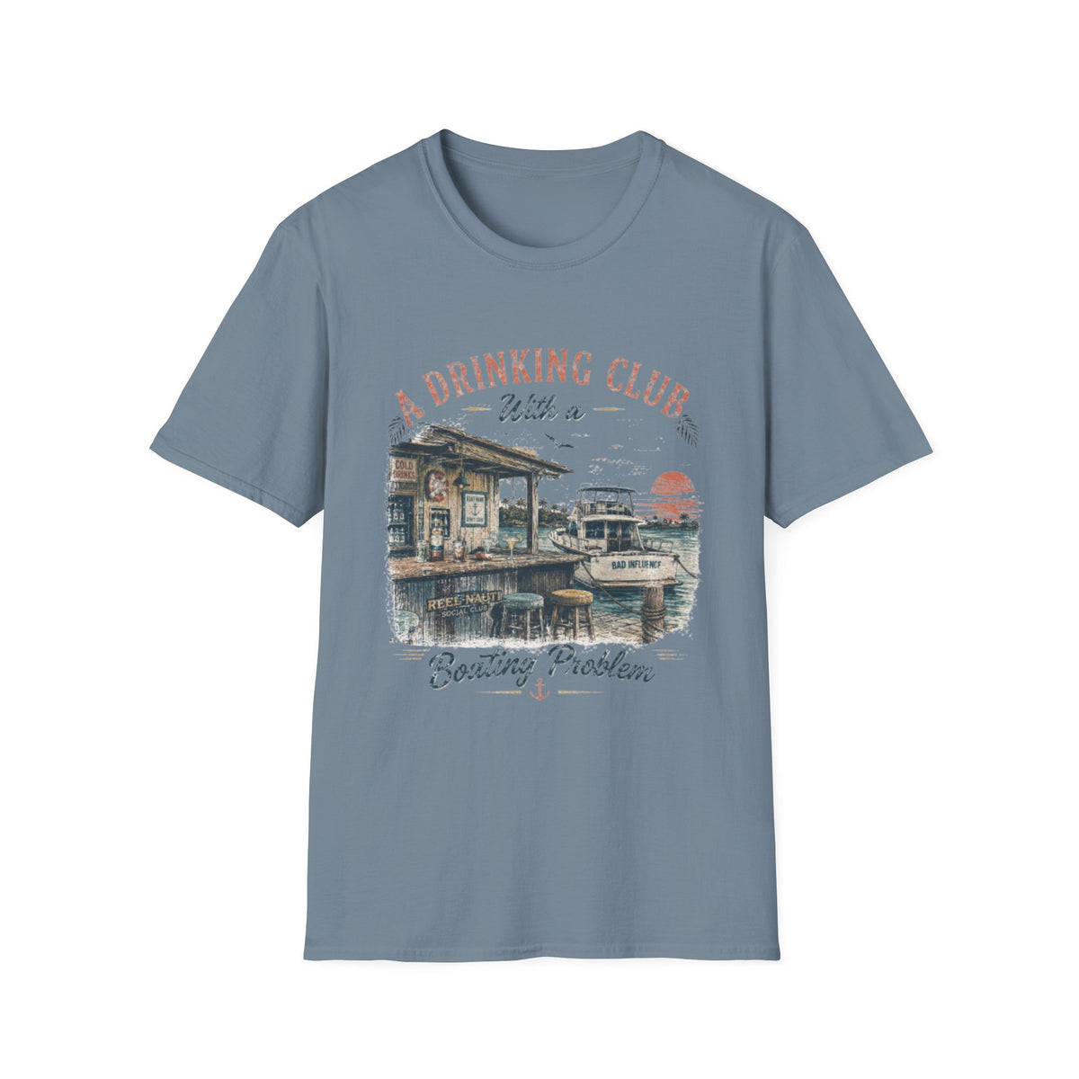 Reel Nauti A Drinking Club With a Boating Problem Vintage Coastal Tee