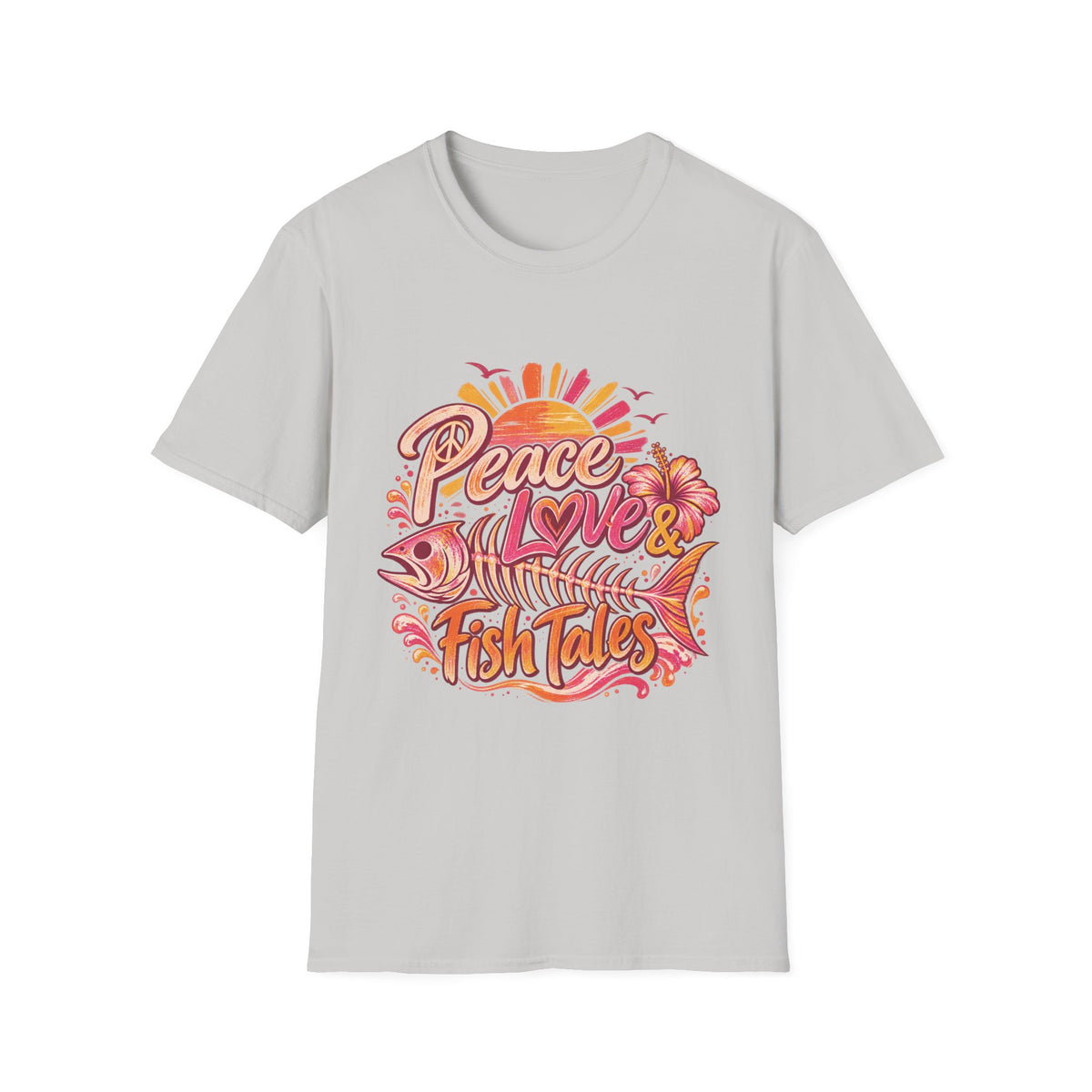Peace Love and Fish Tales Retro Coastal Beach T-Shirt