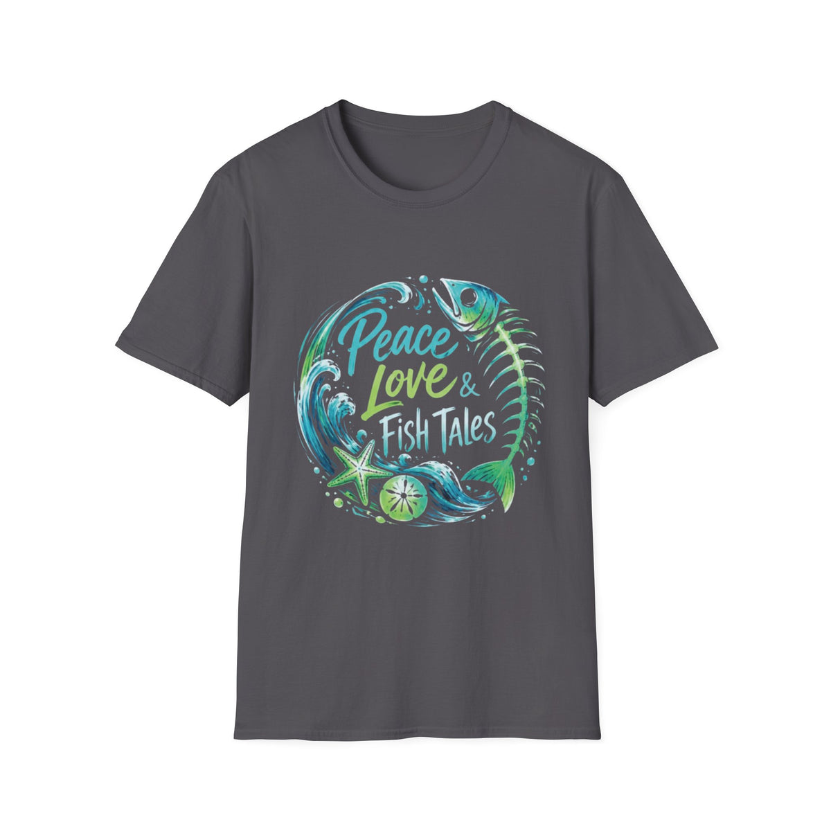 Reel Nauti Peace Love & Fish Tales Retro Coastal Beach T-Shirt