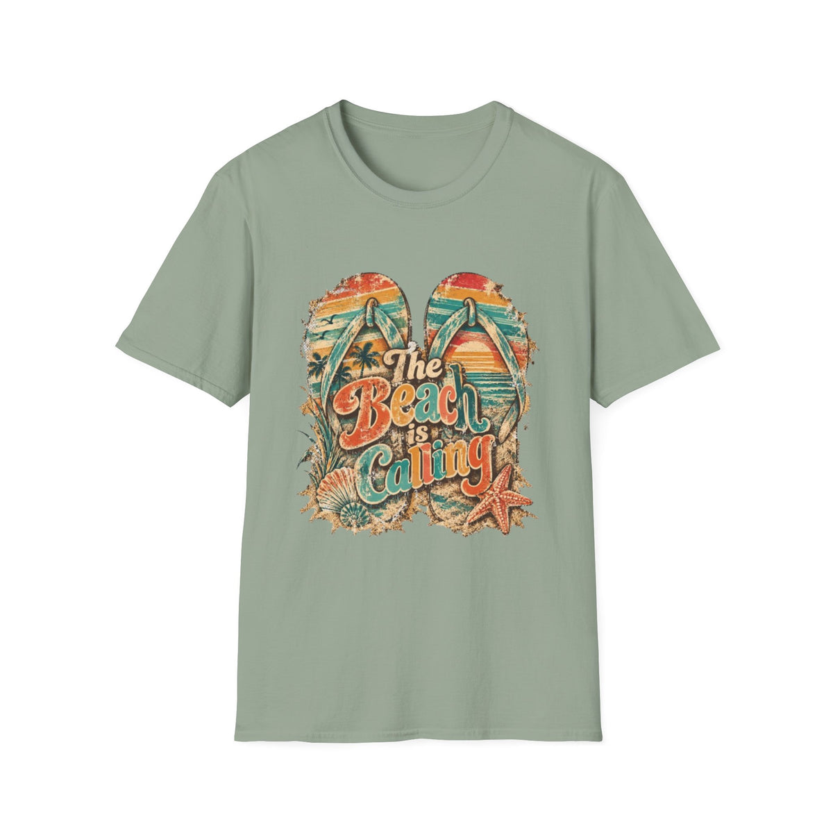 The Beach is Calling Retro Coastal T-Shirt