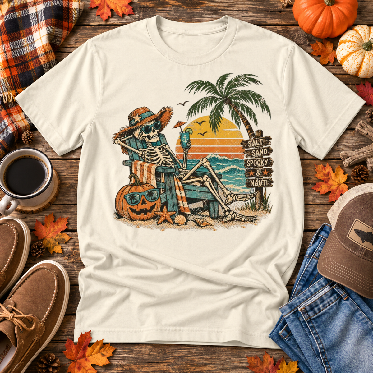 Skeleton Beach Bum Fall Tee