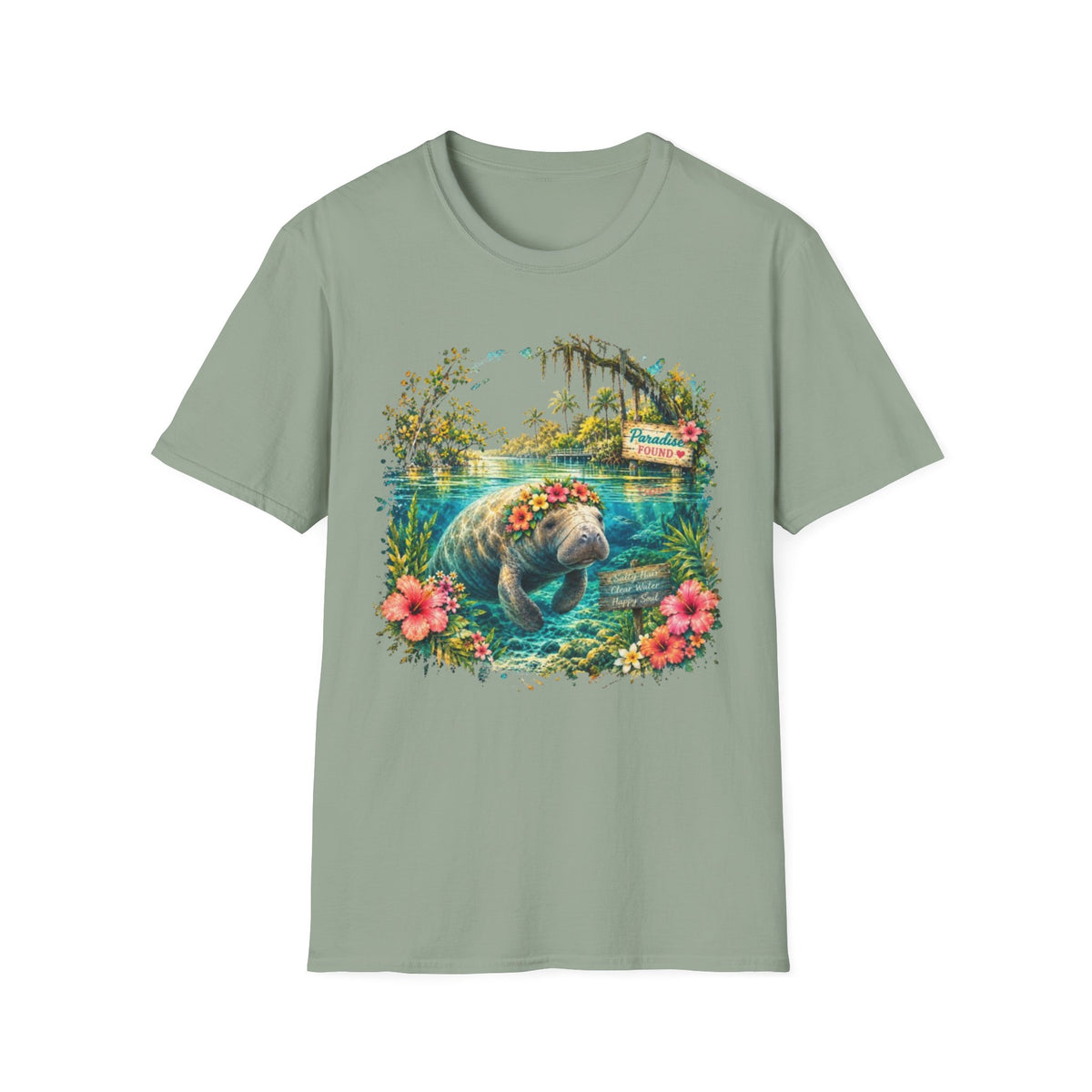 Paradise Found Manatee Unisex Softstyle T-Shirt