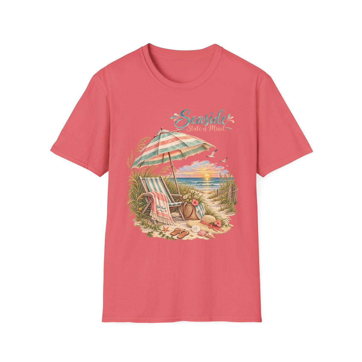 Seaside State of Mind T-Shirt — Coastal Beach Umbrella Sunset Tee
