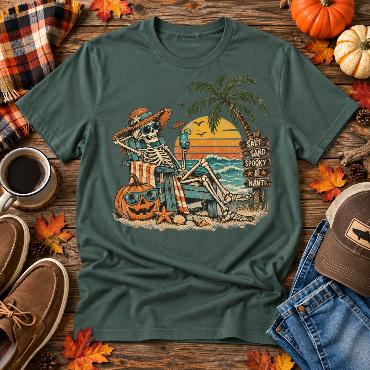 Skeleton Beach Bum Fall Tee