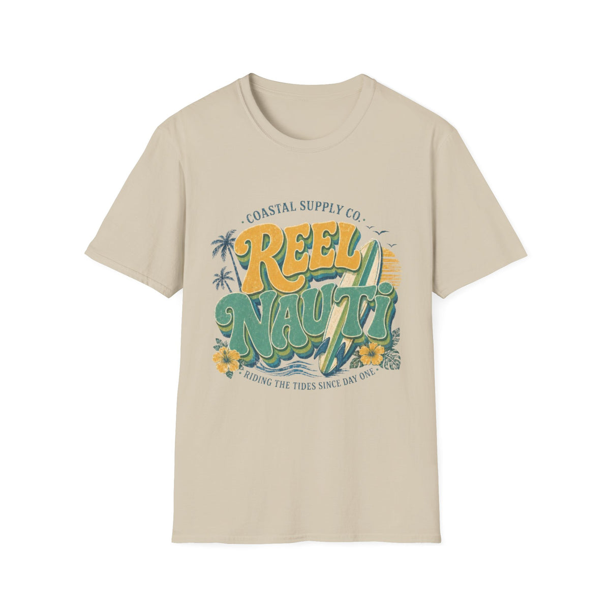 Reel Nauti Coastal T-Shirt — Vintage Surf & Fishing Graphic Tee