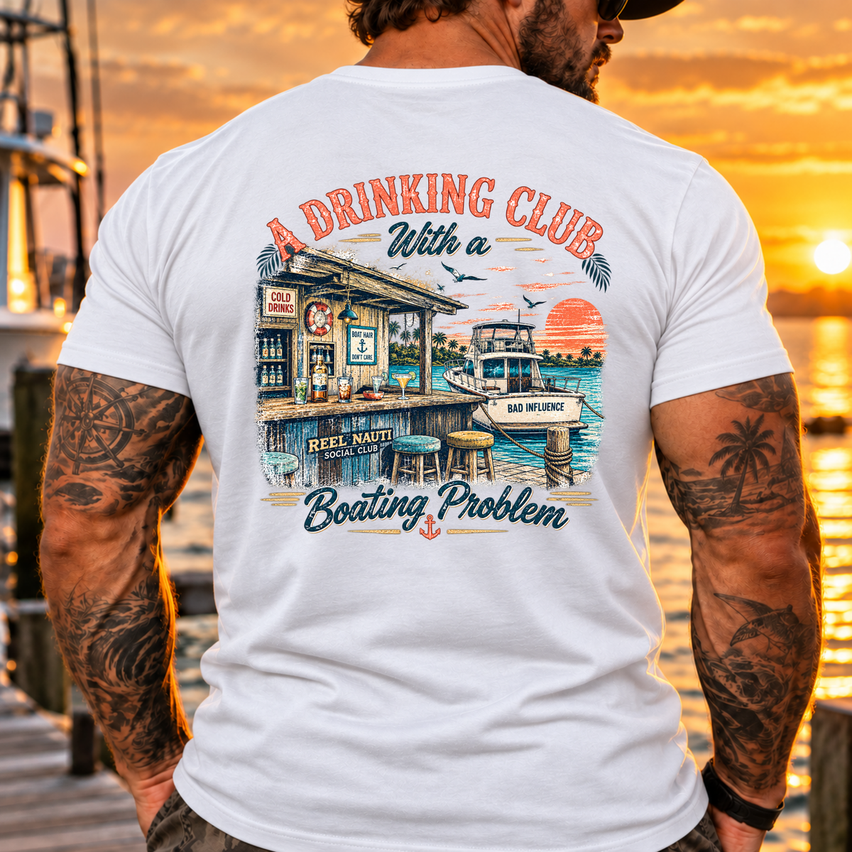 A Drinking Club With a Boating Problem Vintage Coastal Tee
