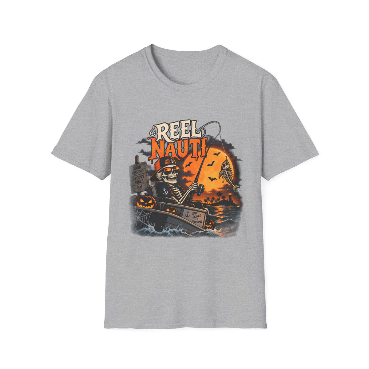 Skeleton Fishing Halloween Tee