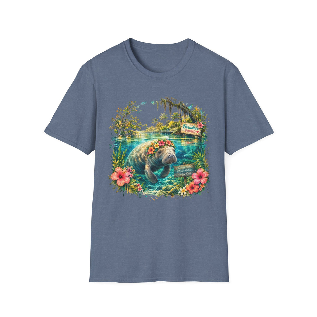 Paradise Found Manatee Unisex Softstyle T-Shirt