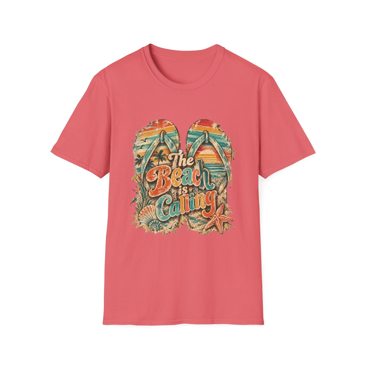 The Beach is Calling Retro Coastal T-Shirt