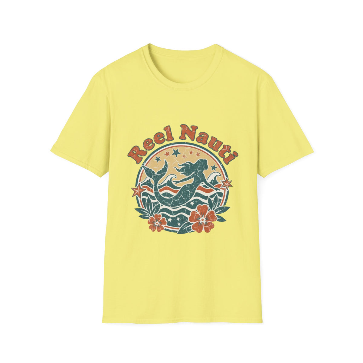 Reel Nauti Mermaid Retro Coastal Beach T-Shirt