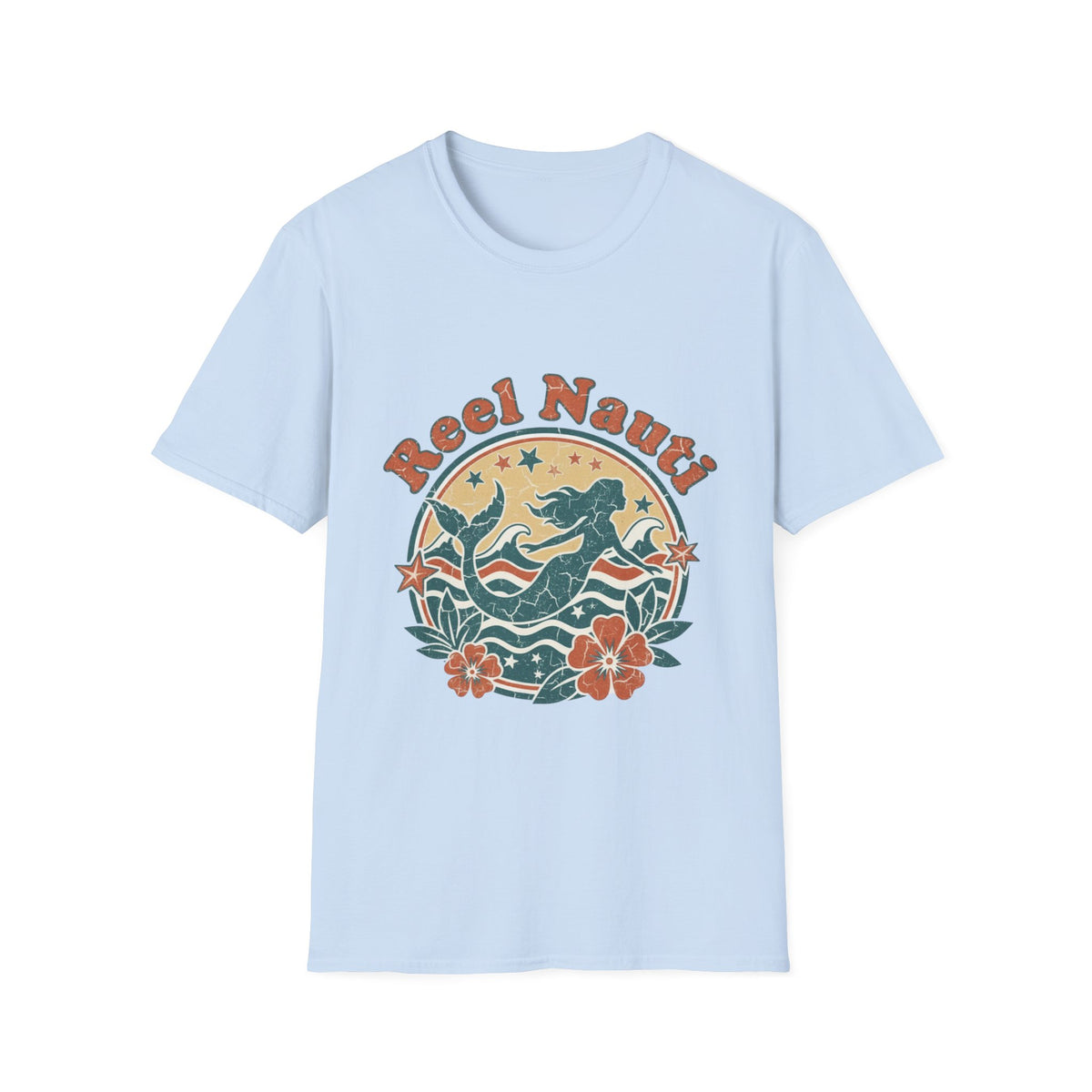 Reel Nauti Mermaid Retro Coastal Beach T-Shirt