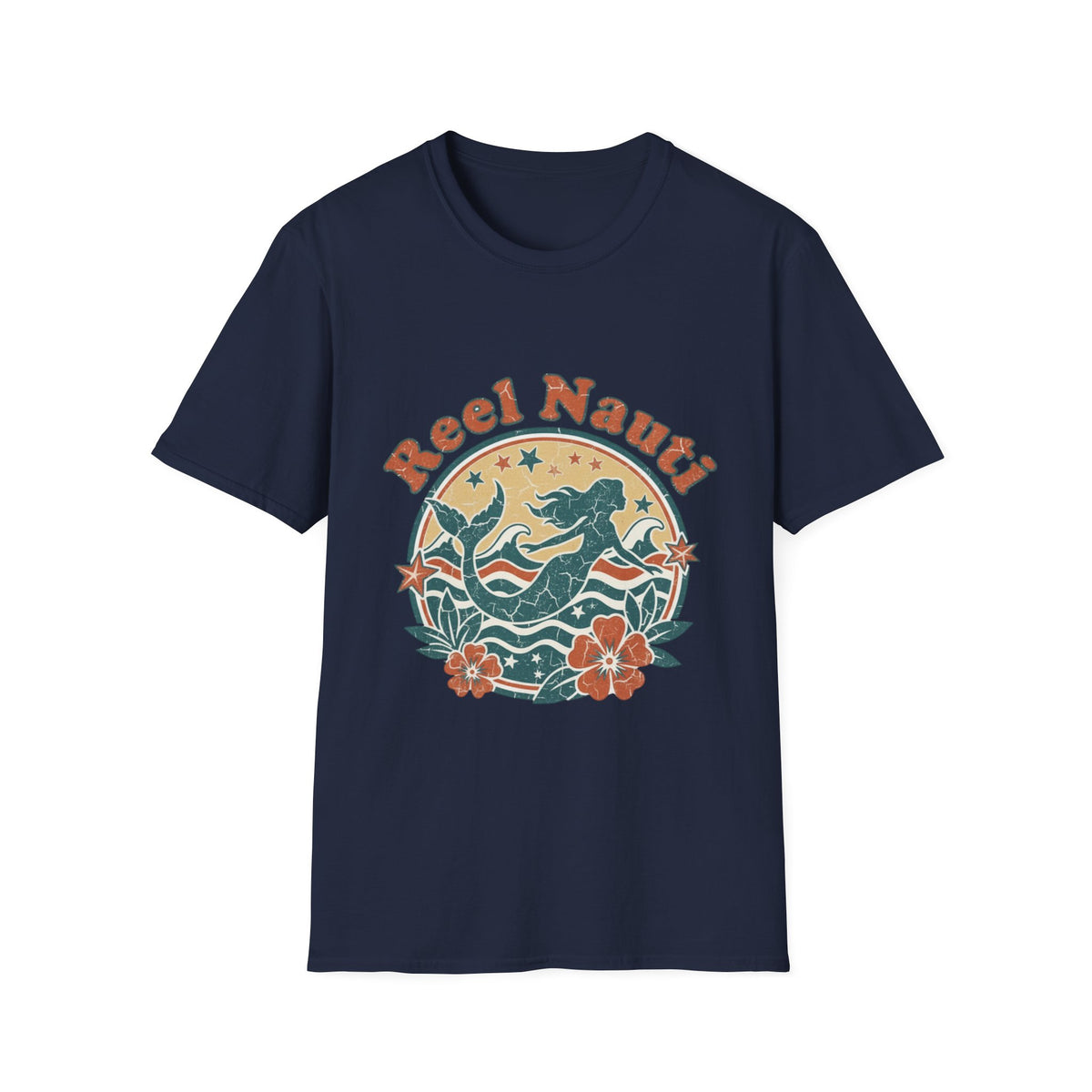 Reel Nauti Mermaid Retro Coastal Beach T-Shirt