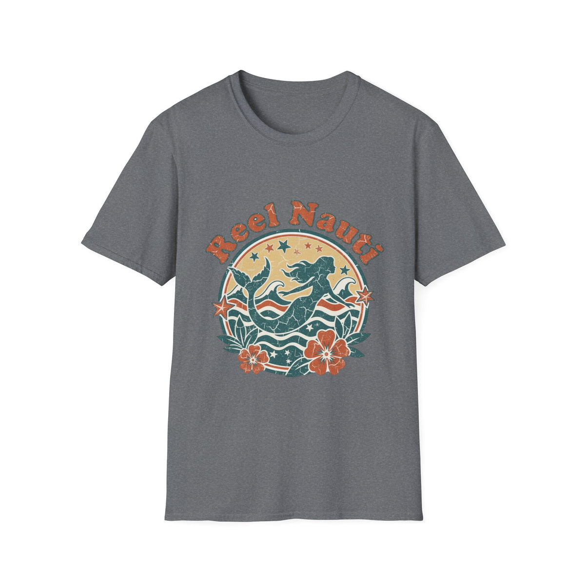 Reel Nauti Mermaid Retro Coastal Beach T-Shirt