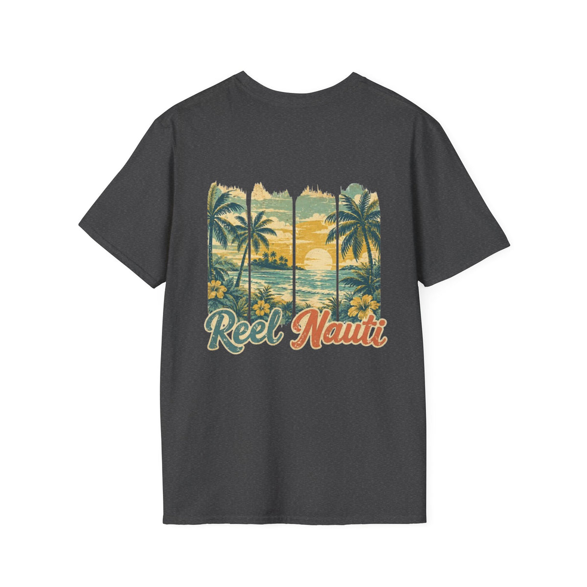 Reel Nauti Old Coastal Beach Postcard Tee