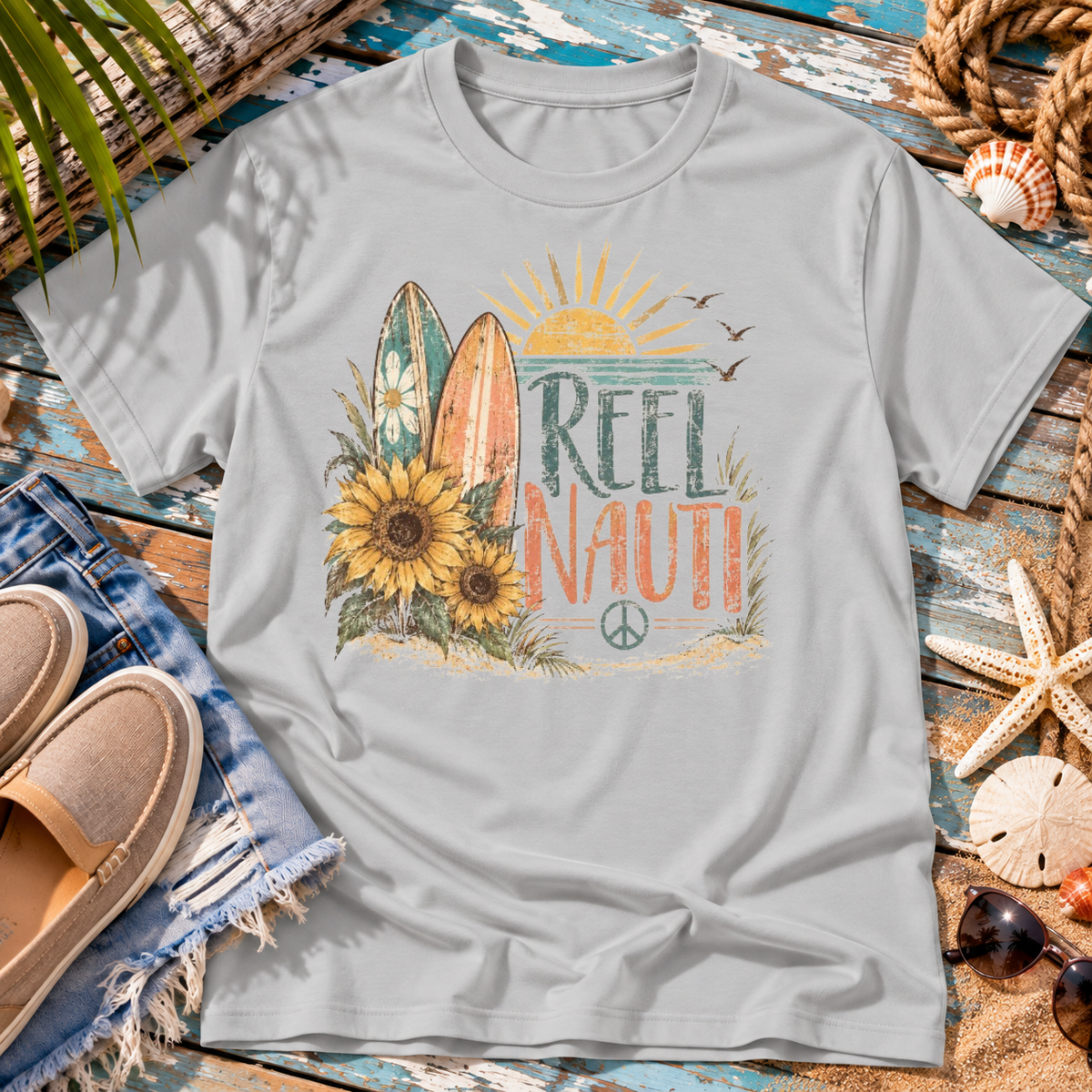 Nauti Little Hippie Retro Coastal Beach T-Shirt