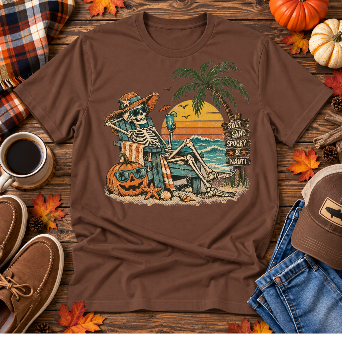 Skeleton Beach Bum Fall Tee