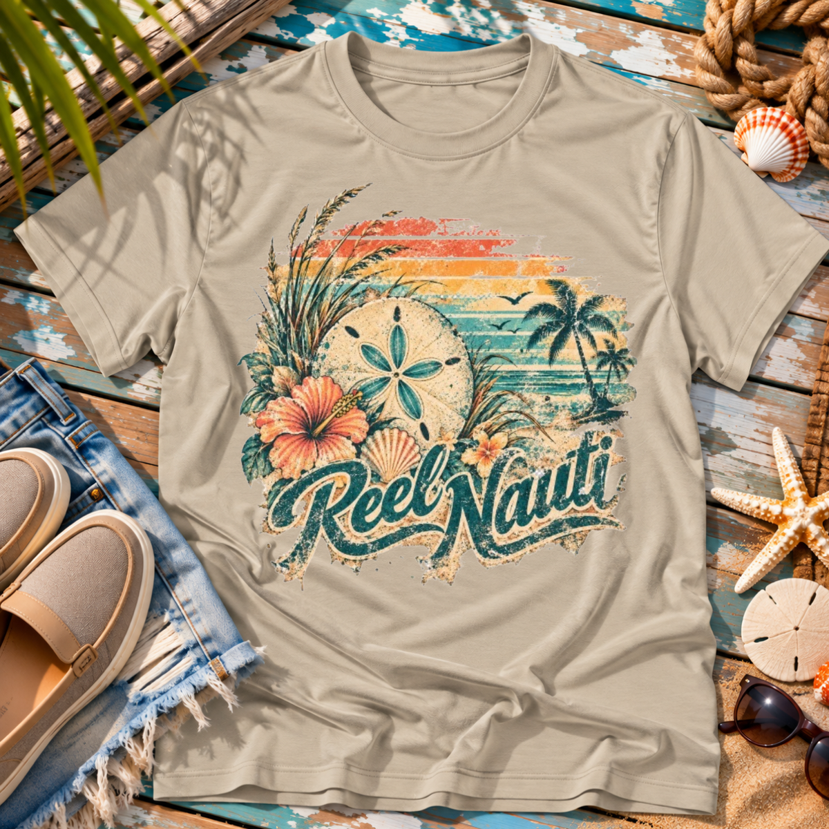 Reel Nauti Sand Dollar Coastal T-Shirt