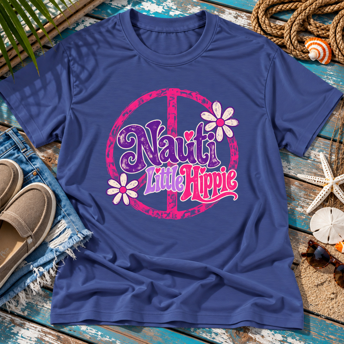 Nauti Little Hippie Retro Coastal Beach T-Shirt