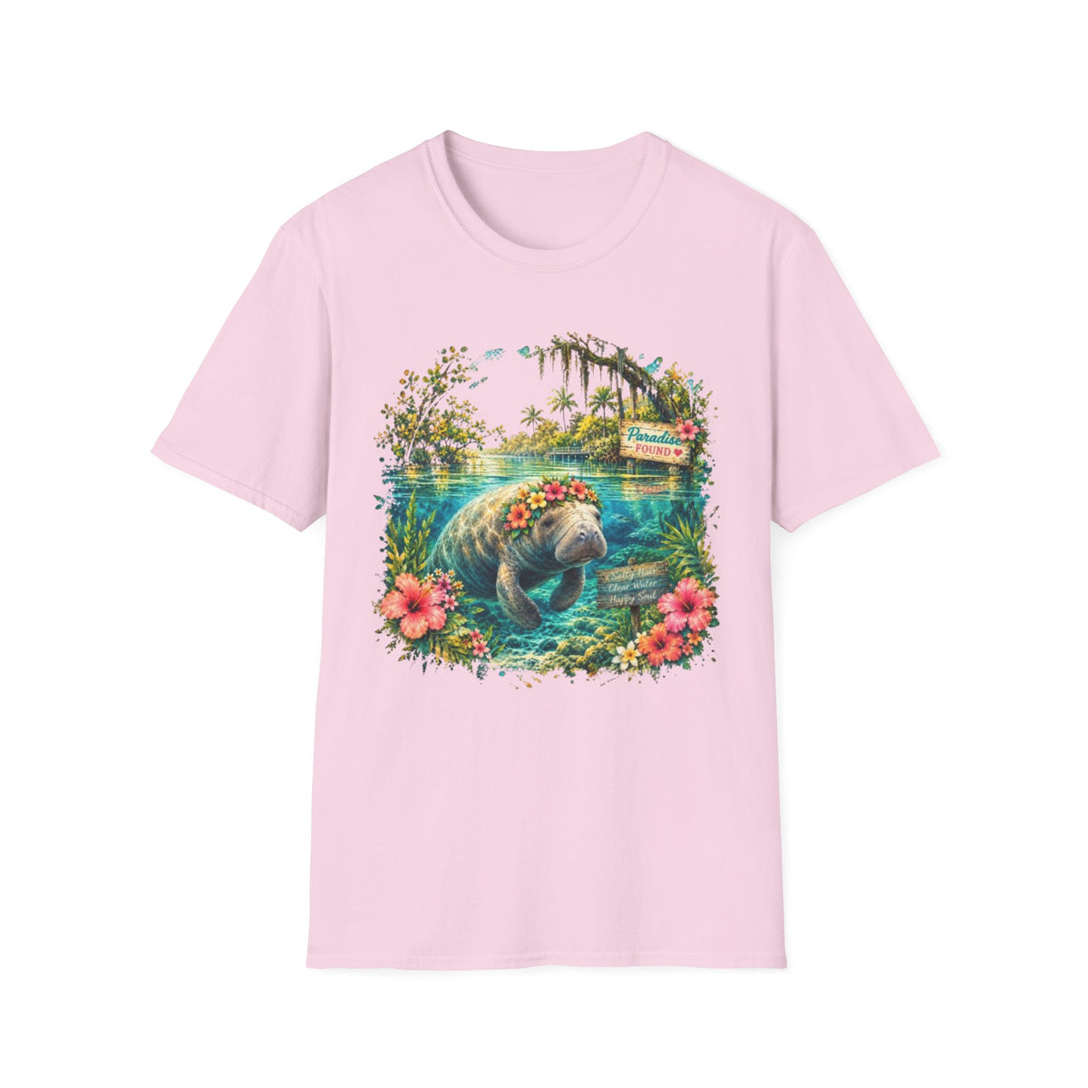 Paradise Found Manatee Unisex Softstyle T-Shirt